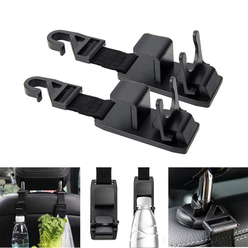 

Car Seat Headrest Hooks Storage Organizer-Strong and Deep Universal Hanger for Handbags Purses Coats and Bottle Holder