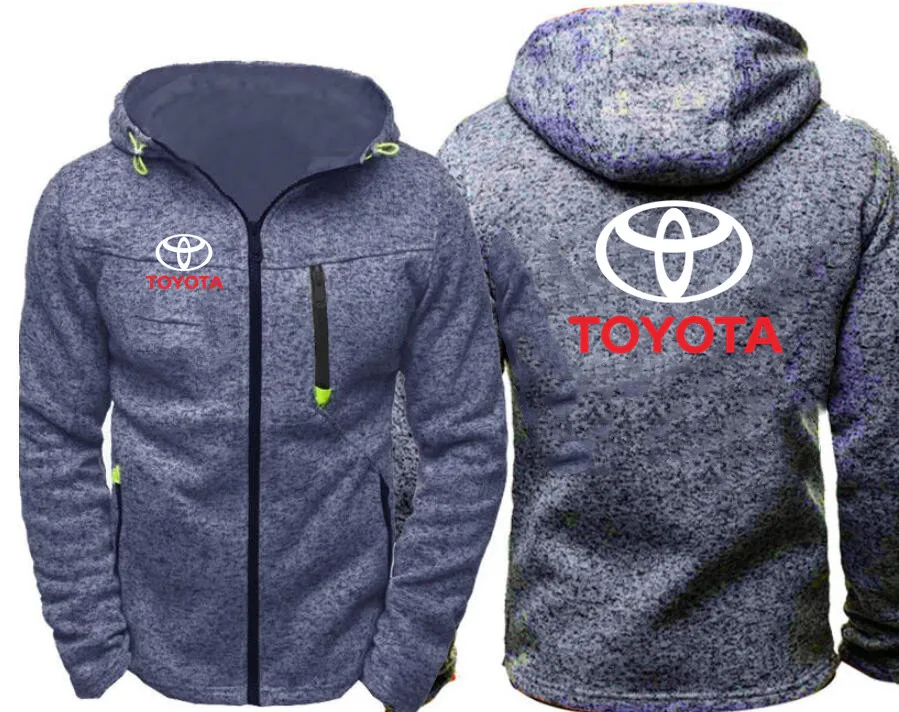Синий Мужские толстовки с капюшоном и логотипом Toyota, повседневные толстовки с капюшоном в стиле хип-хоп с длинным рукавом, мужская куртка на молнии, мужская толстовка с капюшоном, одежда - Цвет: Синий
