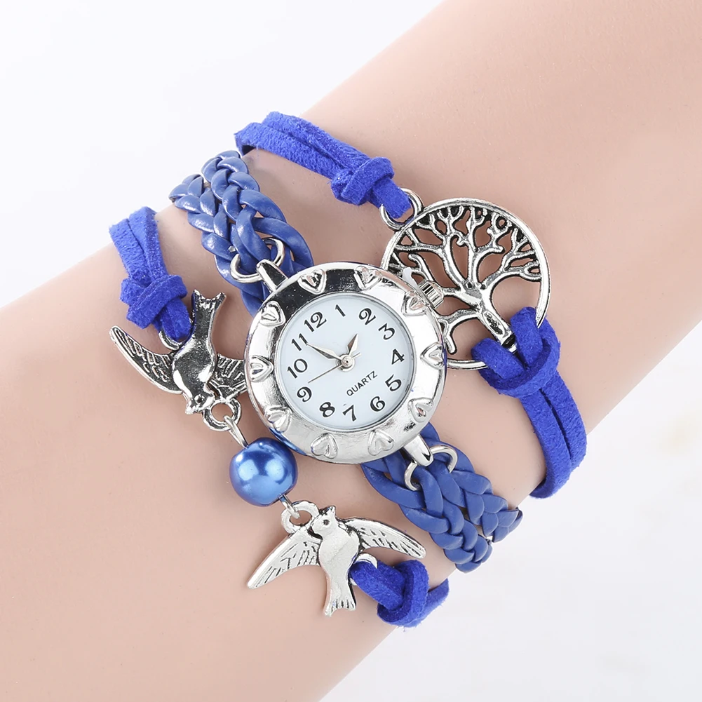 Женские модные часы Reloj женские кварцевые стены бусины с птицами очаровательные