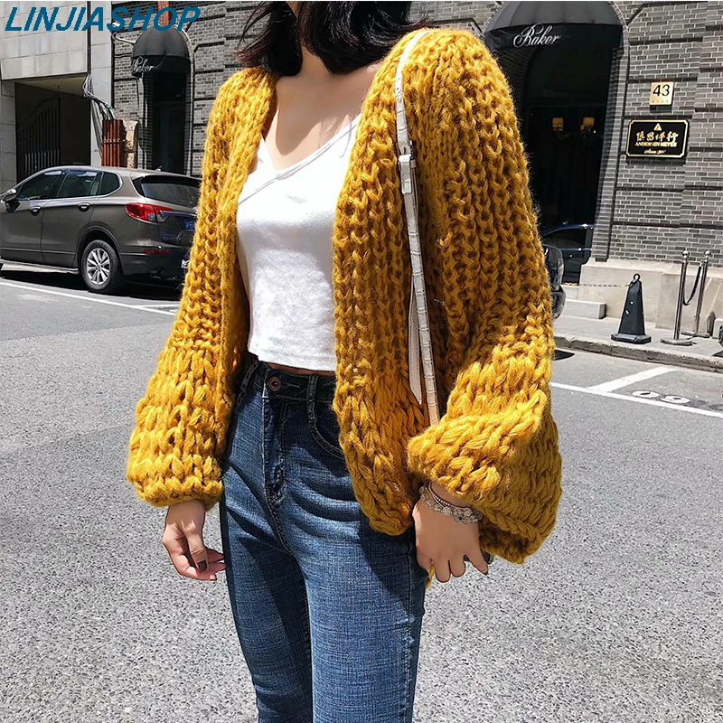 

Super chic jumper yellow cardigan long sleeve v neck autumn winter women gray sweater black lamb wool mohair green sweaters