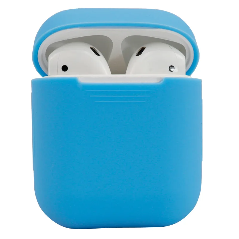 Мягкий силиконовый чехол, наушники для Apple Airpods, чехол, Bluetooth, беспроводные наушники, защитный чехол, коробка для Air Pods, наушники, сумка - Цвет: Небесно-голубой