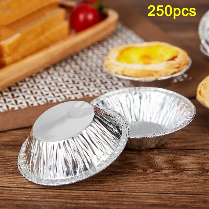 250 Pcs Disposable Egg Tart Holder Mold Aluminum Foil Cake Cookie Kitchen Baking Tool JS23