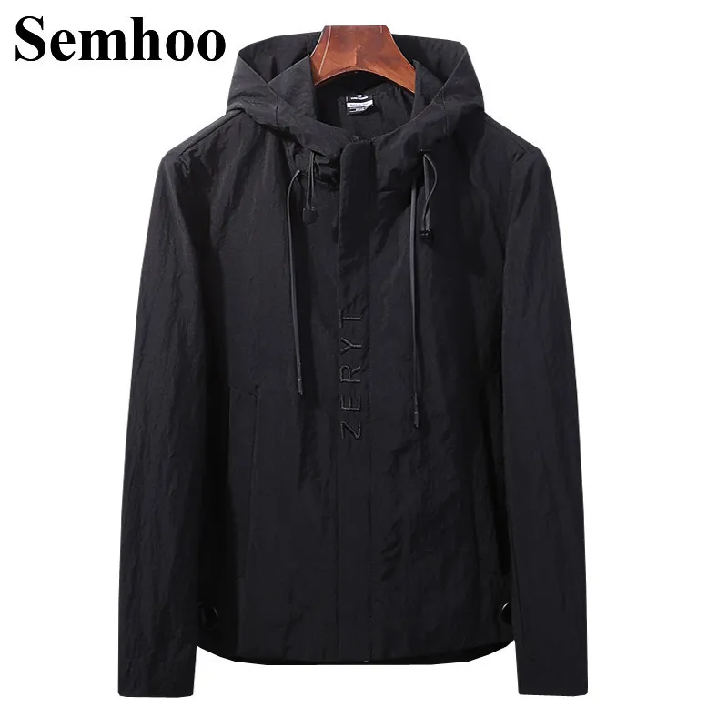 

2019 Spring New Men's Jacket Casual Fashion Trend Coat Solid Color Simple Hooded Men's Jacket Plus Size M---4XL