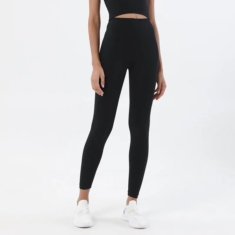 Sports Leggings SOISOU Nylon Tights Yoga Women's Pants Leggings Gym Fitness No T Line High Waist Hidden Pocket Solid Color 42 Color