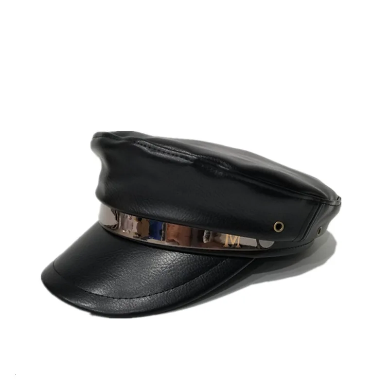 Осенняя и зимняя женская кожаная восьмиугольная шляпа черная английская плоская верхняя Темно-синяя кепка утиный язык берет шляпа красивая шляпа