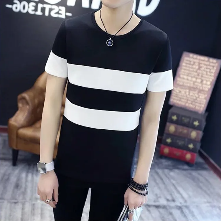 

Men's Summer Short Sleeve Thin Man T Shirt Element Clothing Black And White Spelling Color Fashion Shirts
