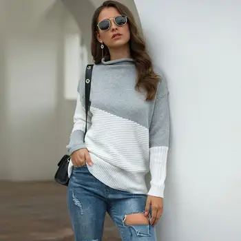 

2019 Autumn Winter Turtleneck Sweater Women Pullover Sweater Long Knitted Sweater Female Loose High Neck Sweaters Ladies