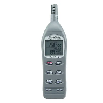 

AZ 8746 Digital Hygrometer-dual K Thermocouple,Easy to Get Dew Point / Wet Bulb / T1, T2, T1-T2 Temperature,K Type Bead Sensor.