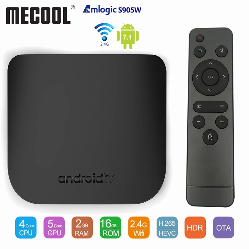 Mecool M8S Plus W Android tv BOX 2G 16G Amlogic S905W 2,4G WiFi IP tv Box Ultra HD телеприставка смарт-консоль медиаплеер