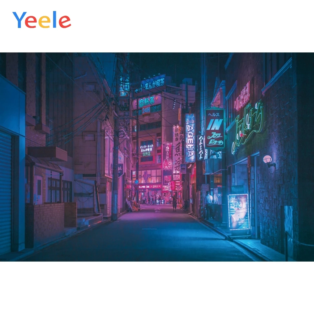 Yeele фон японские сооружения улица Ночной пейзаж Декор фотографии Фоны