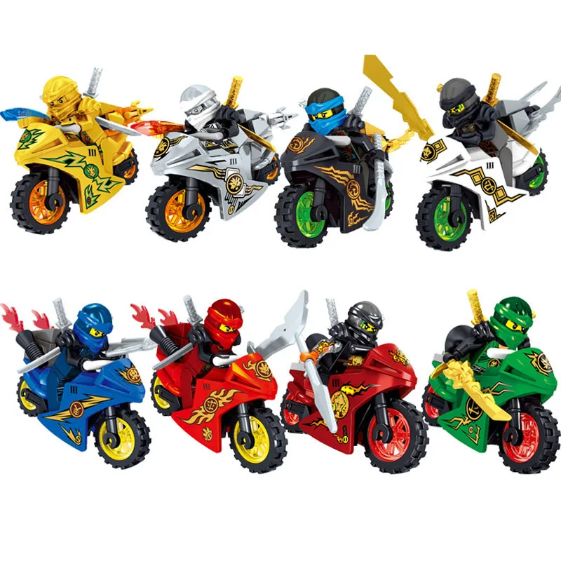 

8pcs Compatible LEGO Ninjago Masters Spinjitzu Tornado Motorcycle Ninja Building Blocks Bricks Figures Gift Toy For Children