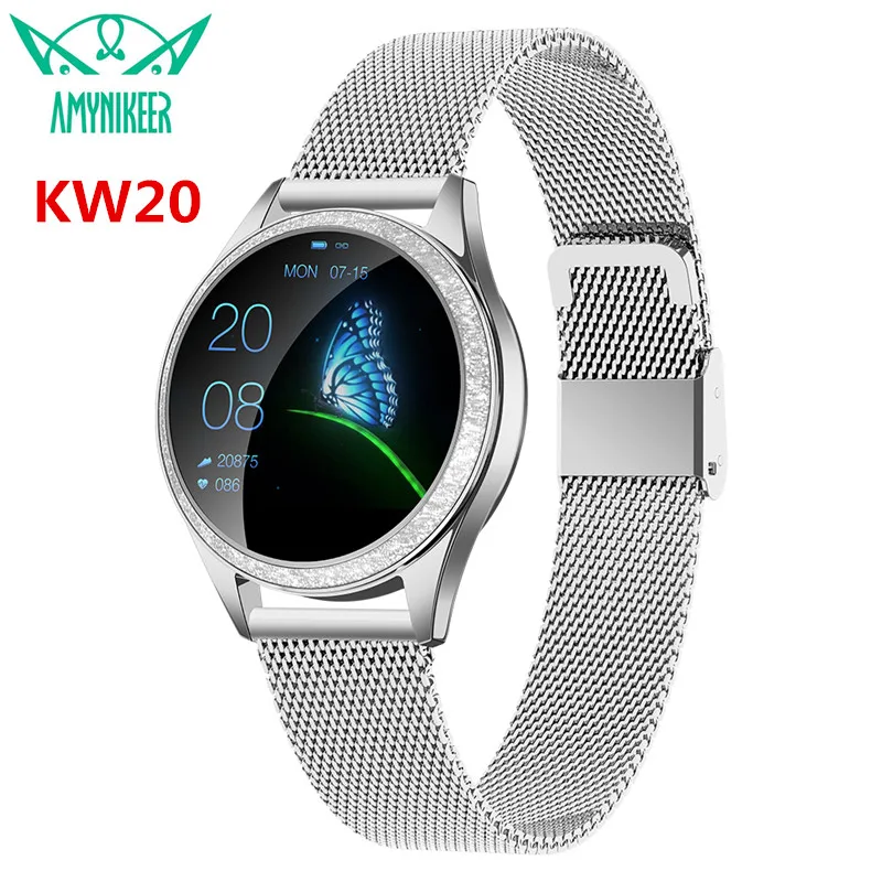 AMYNIKEER smart watch KW20 женские IP68 профессиональный водонепроницаемый сердечный ритм