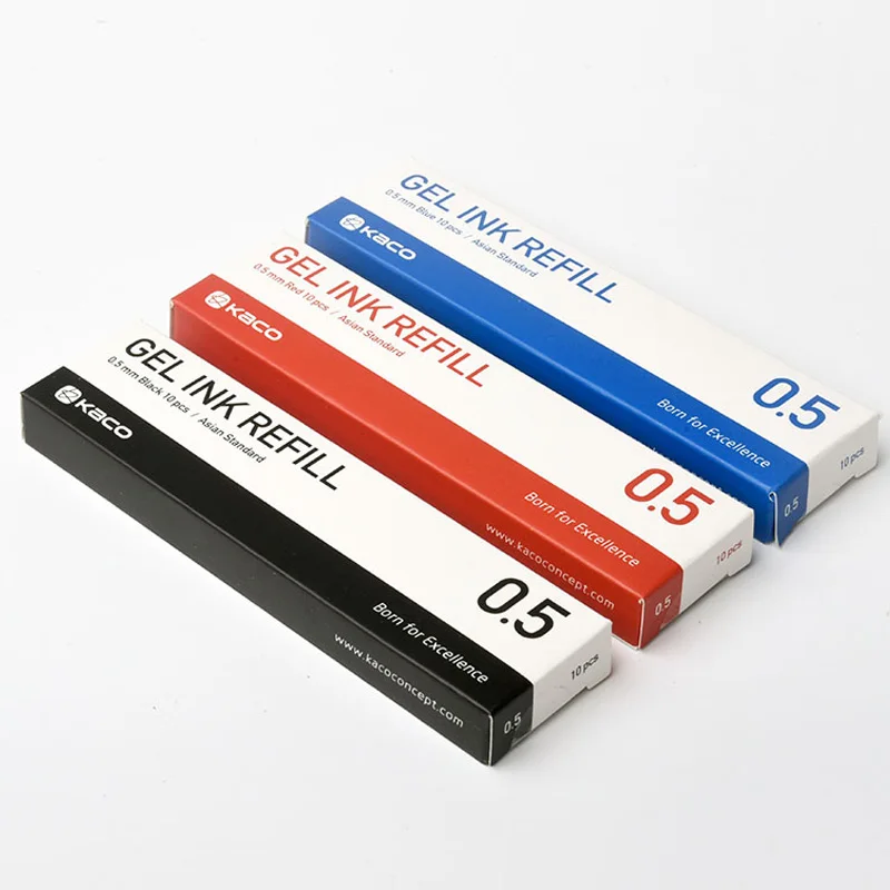10pcs/pack for Xiaomi Gel Pen Kaco 0.5MM Refill Blue/Black/Navy Blue Ink Retractable Sign Pen Ballpoint Pens for office School 6