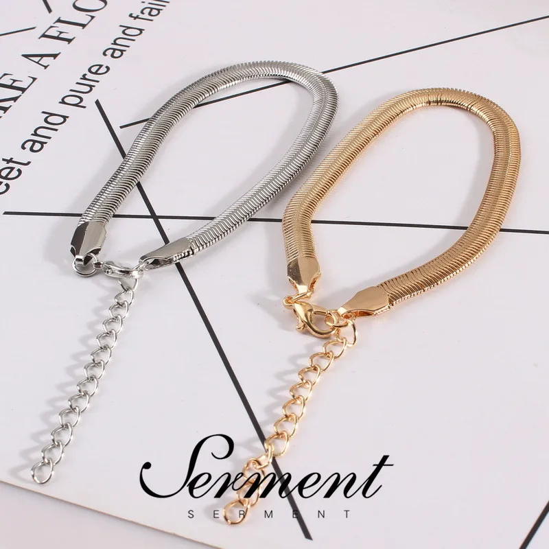 

SERMENT European Fashion Simple Metal Anklets Gold Silver Color Ankle Bracelet Foot Jewelry Anklet Accessories Best Friend Gifts