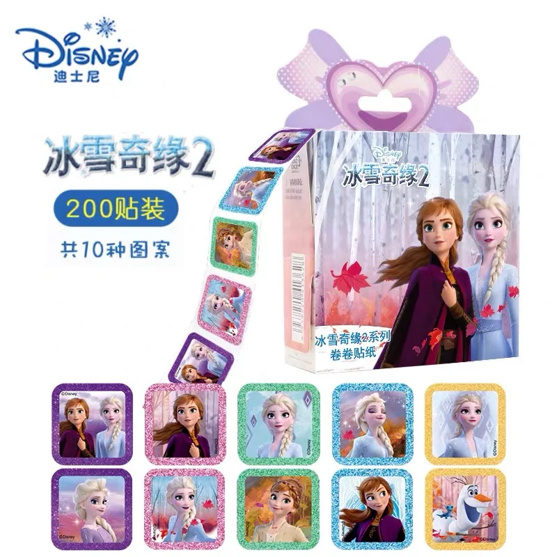 

200pcs Genuine Disney Frozen 2 Princess Pixar Cars Roll Stickers Scrapbooking Kids Decor Diary Notebook Decoration Toy Stickers