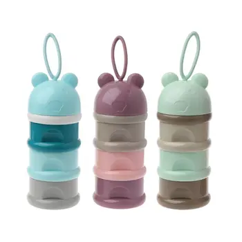 

3 layer Cute Bear Style Portable Baby Food Storage Box Essential Cereal Cartoon Milk Powder Boxes Toddle Kids Formula Milk Conta