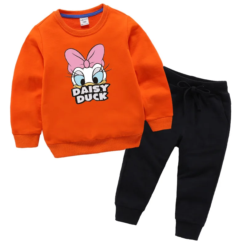 Осенняя одежда для маленьких девочек свитер с рисунком утки и штаны осенняя одежда для девочек Детский костюм Одежда для девочек-подростков