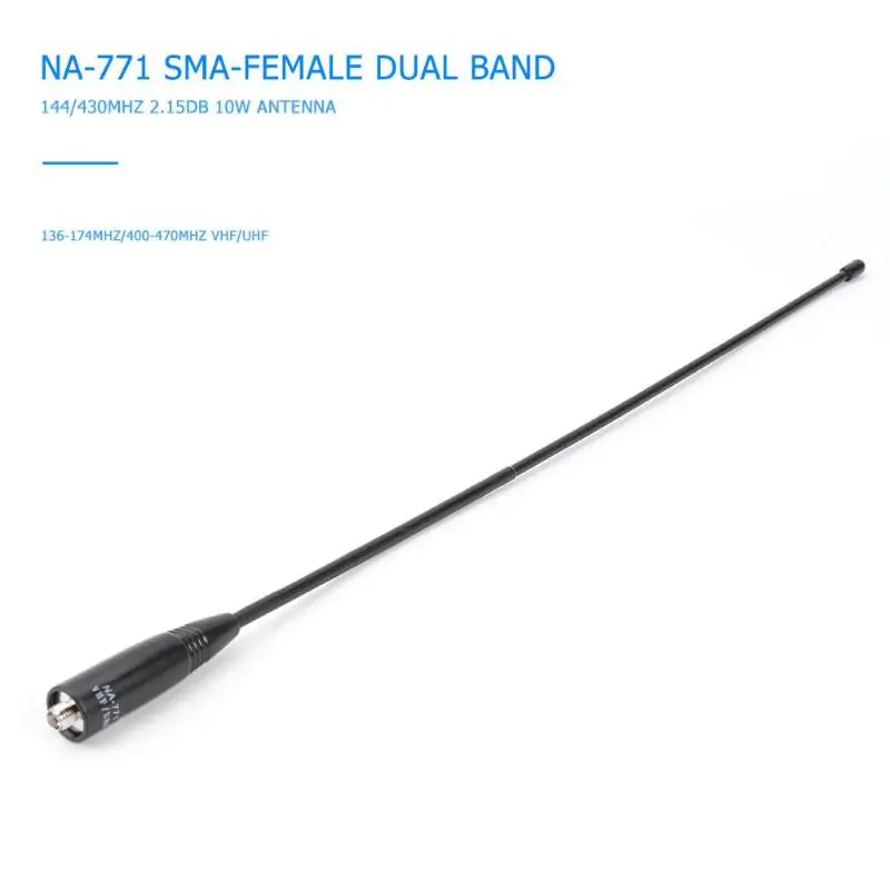 1 шт. NA-771 SMA-Female антенна VHF/UHF 144/430 МГц черный простой и прочный 2.15dBi 10 Вт для Kenwood Baofeng двухстороннее радио 38 см