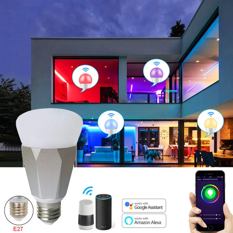 

New Wifi Smart Light Remote Control Universal E27 Intelligent LED Bulb Colorful Diamond Energy Saving Lamp Smart Home for alexa