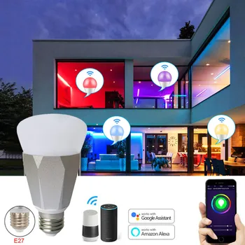 

New Wifi Smart Light Remote Control Universal E27 Intelligent LED Bulb Colorful Diamond Energy Saving Lamp Smart Home for alexa