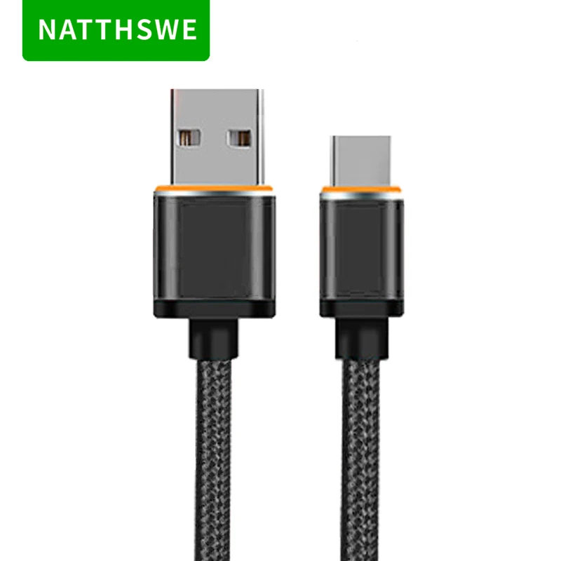 

NATTHSWE 5.0A Super Fast Charging Type-C USB Data Cable 1M Nylon Braided Data Line for Huawei P30 P20 Xiaomi Samsung A5