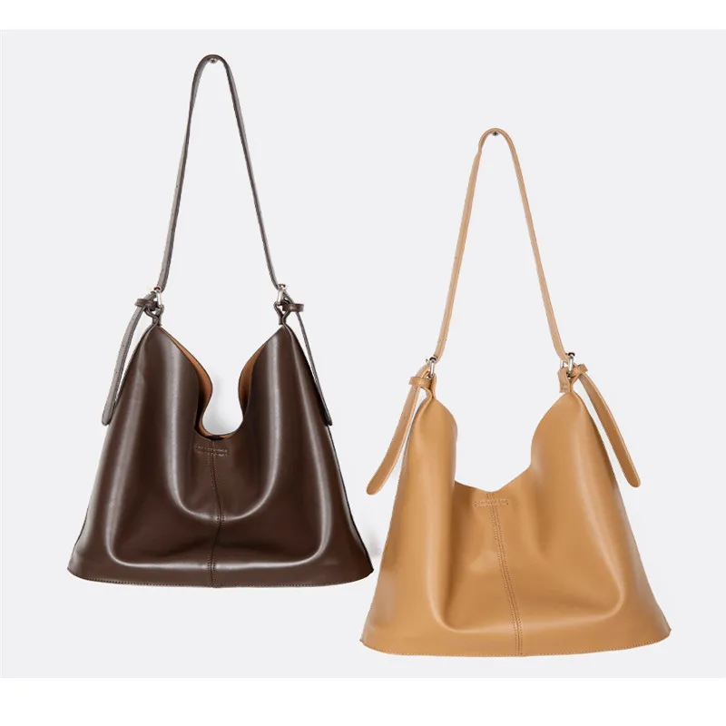 

Lady Soft PU Shoulder Bags Vintage Totes Adjustable Strap in Camel