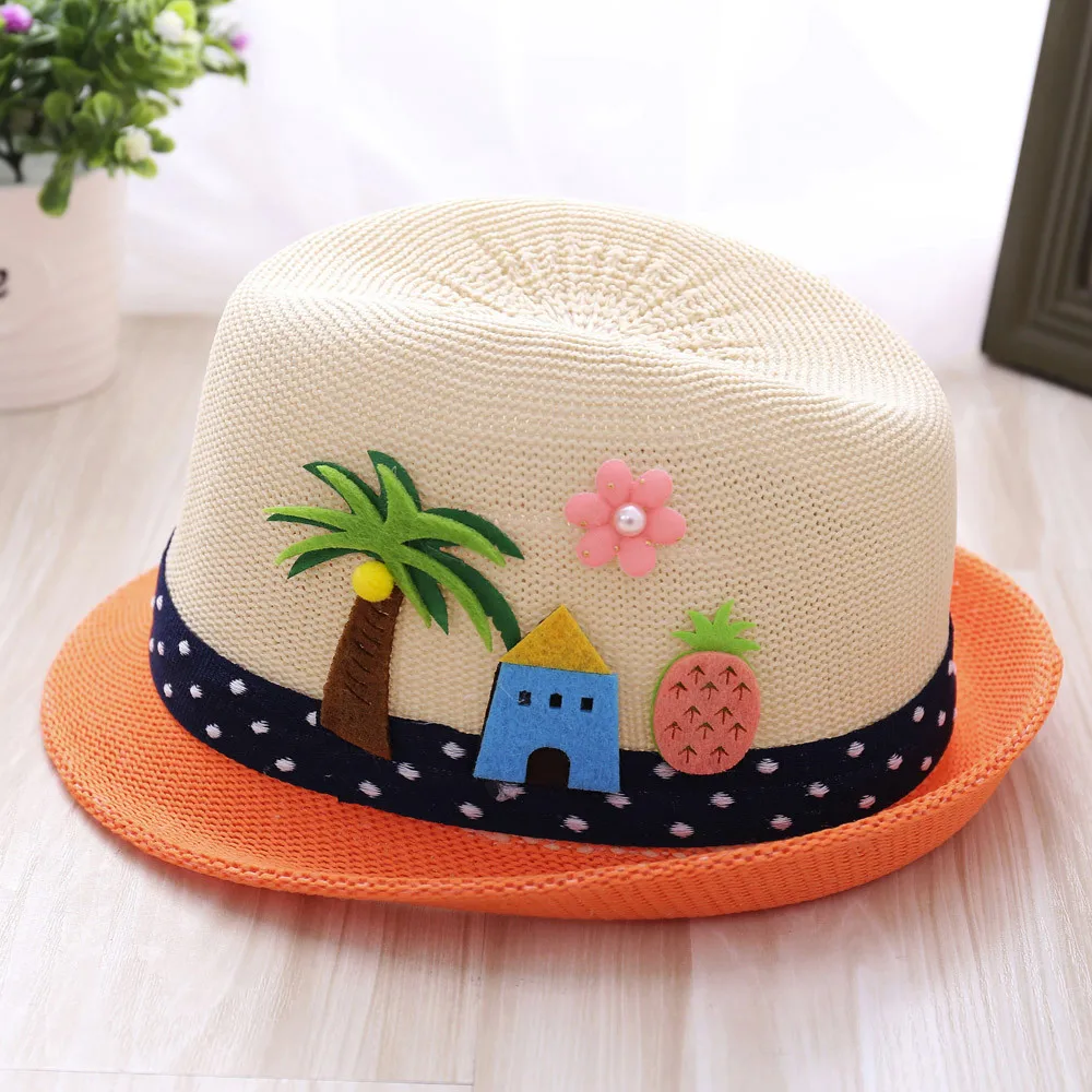 Boys and girls jazz hat embroidered coconut tree Toddler Infant Sun Cap Outdoor Baby Girls/Boys Hat Jazz Cap For Baby 