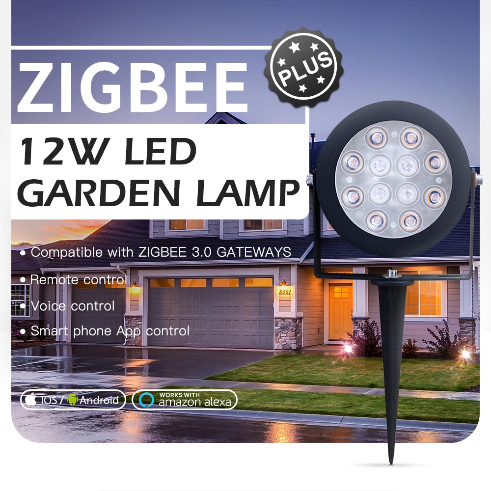 Compatível com Zigbee Controle de Voz Luz ao ar Gledopto Inteligente Zigbee Rgbcct Jardim Lâmpada Paisagem Caminho Livre Regulável Hub App 12 w 3 ???_01
