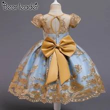 Bear Leader/платье принцессы для девочек новое Брендовое элегантное детское праздничное платье сетчатая одежда с вышивкой рождественское детское платье для девочек от 2 до 6 лет