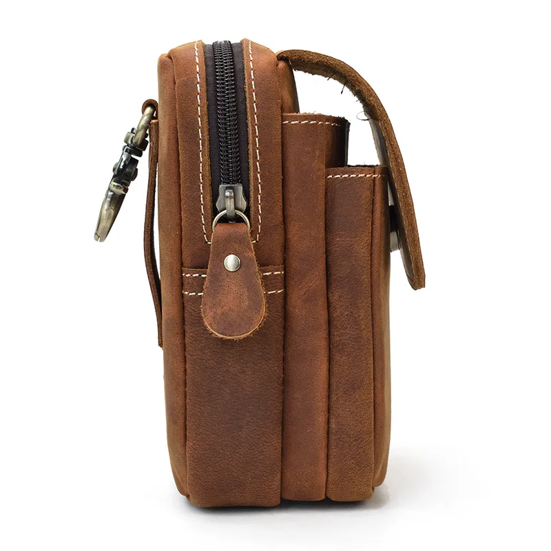 Retro Double Pockets Outdoor Wear Belt Bag Mobile Bag