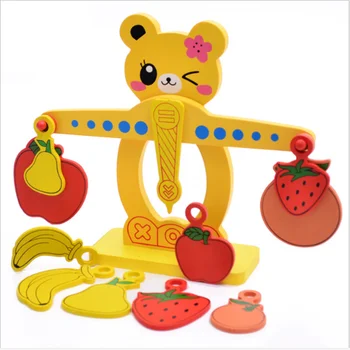 

Montessori Balance Game Scale Number Balance Game Wooden Fruit Digital Balance Toys For Children Kids Early Educational Toy