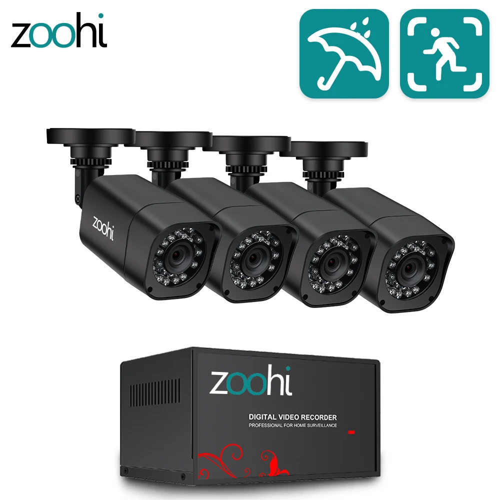 ZooHi IP 1080P Überwachungssystem 4CH AHD DVR Video Außen CCTV Kamera 1TB HDMI 