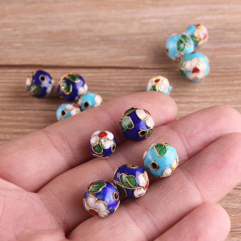 5pcs Cloisonne Enamel Round Loose Bead Handmade DIY Jewelry Making Findings  Filigree Spacer beads Earrings Bracelet Accessories - AliExpress