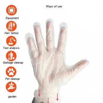 

100PCS/Set Disposable Plastic Gloves PE Thicken Gloves For Kitchen BBQ Eco-friendly Food Fruit Vegetable Anti Virus Gloves