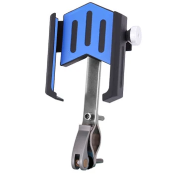 

360 Rotating Bicycle Handlebar Clip Stand Mount Phone Holder Cnc Aluminum Gps Navigation Bike Motorcycle Bracket(Blue)