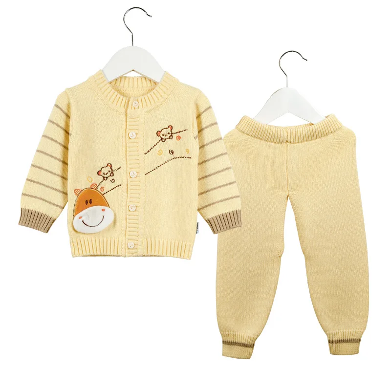 

2019 Spring Thin CHILDREN'S Suit Two-Piece Set Cartoon Dairy Cattle-Cotton Infants Sweater