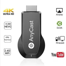 Anycast M100 2,4G/5G 4K Miracast любой Cast беспроводной DLNA AirPlay HDMI tv Stick Wifi дисплей ключ приемник для IOS Android PC