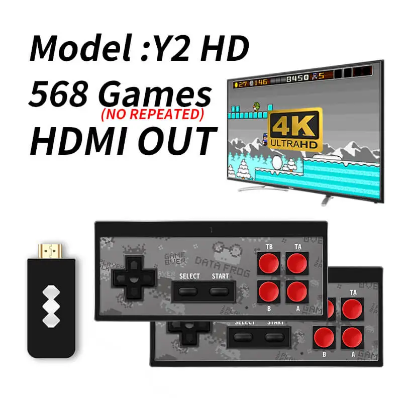 RETROMAX HDMI 4K видео игровая консоль два игрока встроенный 568 ретро классические игры беспроволочный контроллер HDMI выход - Цвет: Y2 HDMI