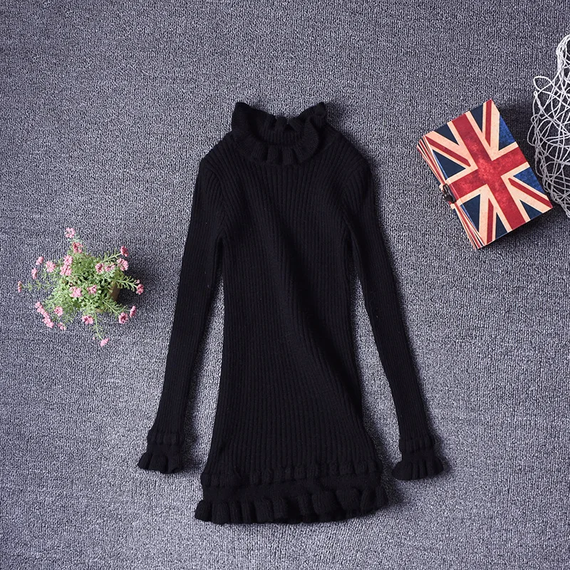

Spring And Autumn Kids' Sweater Girls Crew Neck Lace-up Knit Elasticity Sweater