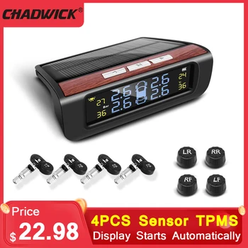 

4PCS Sensor TPMS Tire Pressure Monitoring System Car Solar Energy Tire Pressure Alarm Digital Tire Pressure Monitoring