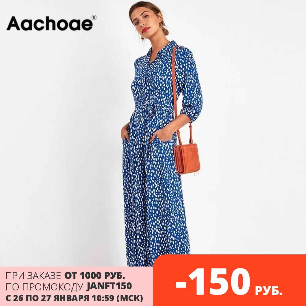 Платье Макси женское длинное с рукавом 2020 и отложным воротником|Платья| |