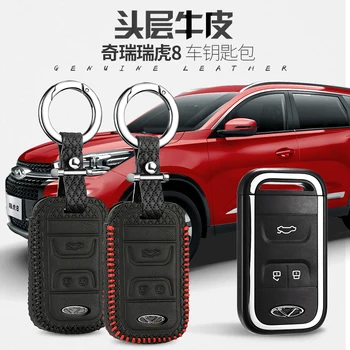 

luckeasy leather key cover for Chery Tiggo 3 5 Chery ARRIZO 3 7 Chery E3 E5 Bonus 3 Buttons case wallet holder key holder key4y