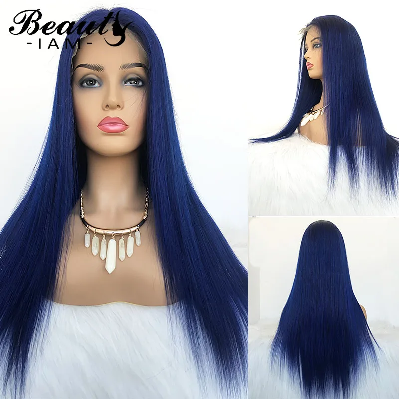 

13x6 Straight Blue Lace Front Wig Preplucked Virgin Brazilian Hair Lace wig humain hair Colored Human Hair Wigs For Women