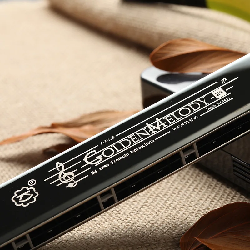 

Sound Hole 24 Hole Black And White with Pattern Polyphony Harmonica Ks-2403gm Adult Playing Beginners Practice Instrument Harmon