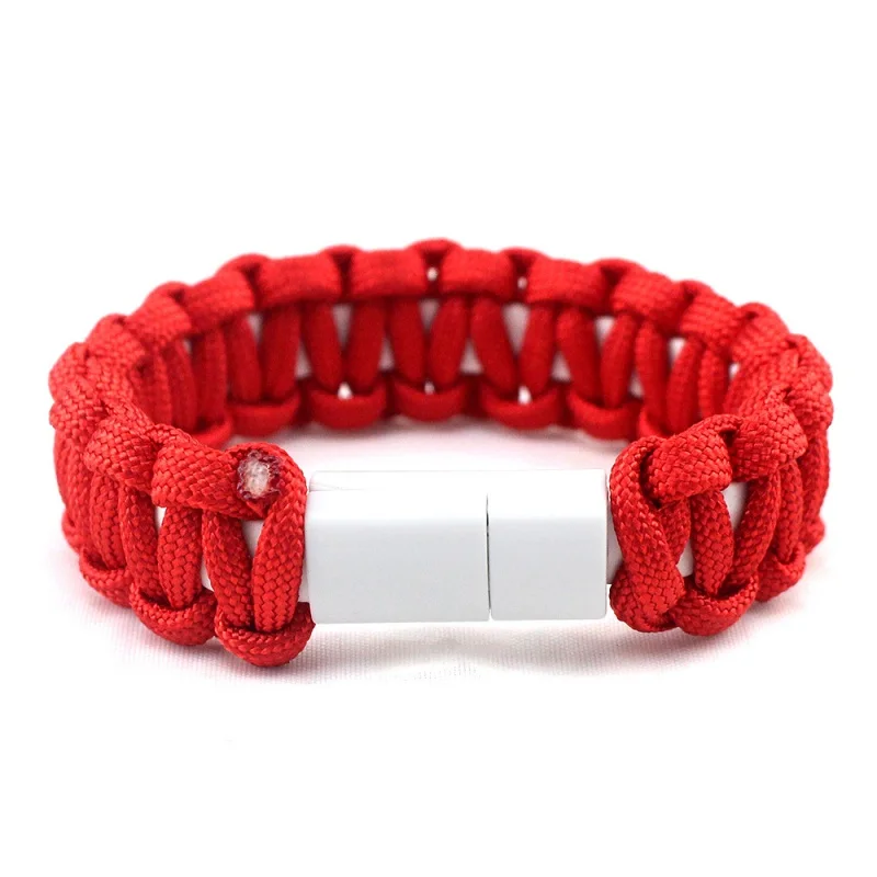 New Hot Outdoor Survival Paracord Nylon Bracelet Wristband Style Paracord USB Cable Bracelet For Android Phone Umbrella Rope - Цвет: R