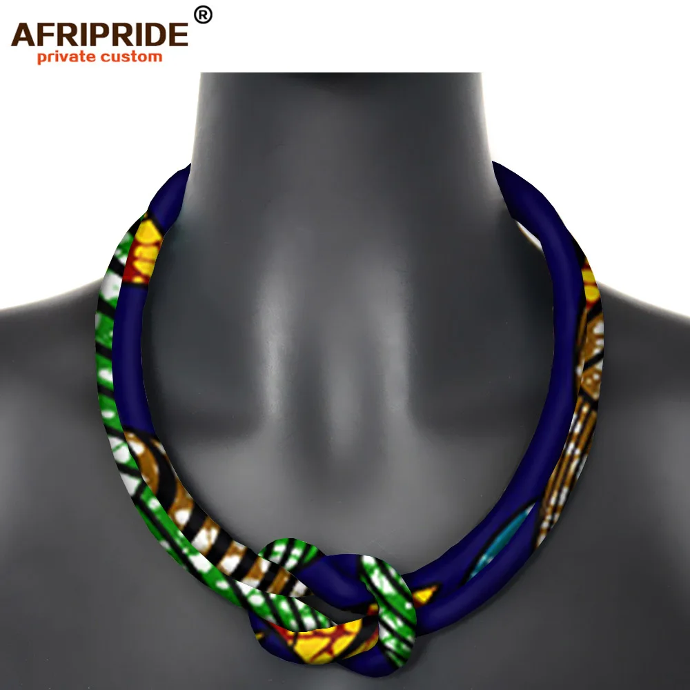 African Statement Necklace Wedding Resin Beads Jewelry Dashiki Ankara Fabric Choker Necklace for Women AFRIPRIDE S006 - Окраска металла: 485
