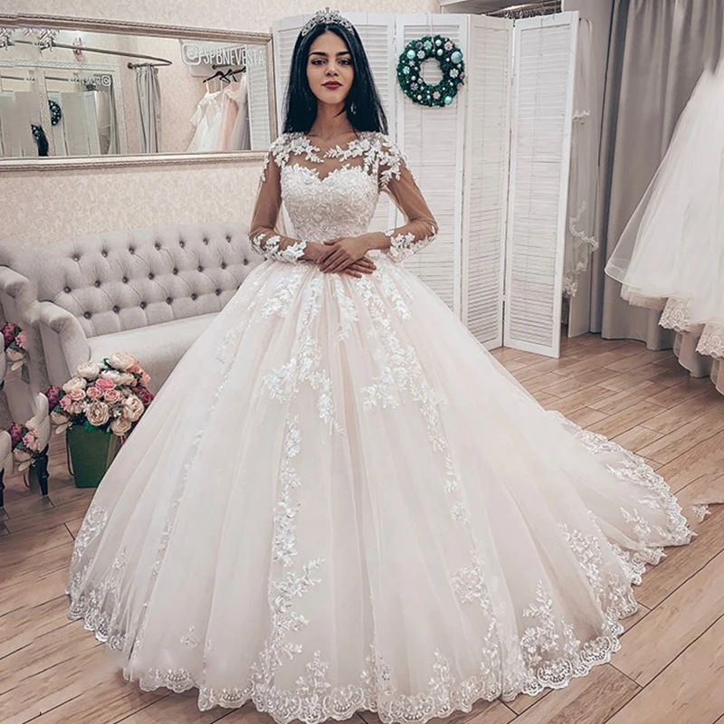 long sleeve jeweled wedding dress