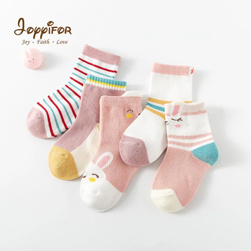 Joyifor/5 пар/лот, тонкие носки для девочек на весну и осень Детские хлопковые носки дышащие носки для маленьких мальчиков с изображением медведя и звезды, носки до щиколотки для детей 1-6 лет - Цвет: Темно-серый