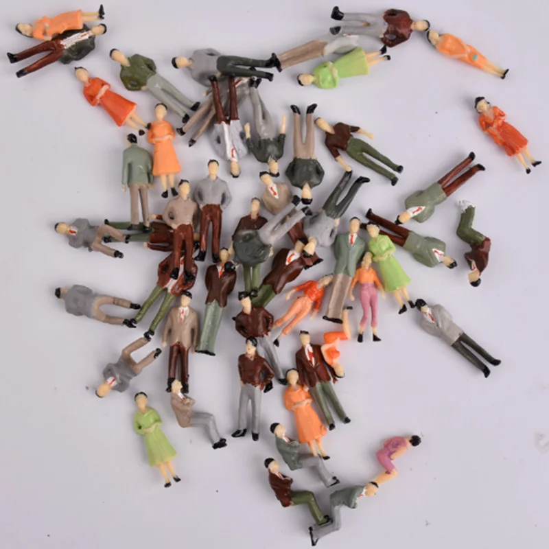 

100pcs 1:50 O Scale Model People Figures Passenegers Train Scenery Mixed Different Color Pose