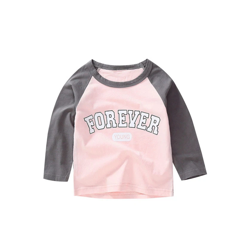 3244B Pink For Новые весенние хлопковые футболки с рисунком для мальчиков и девочек, детские футболки, футболки с длинными рукавами для мальчиков и девочек, детские топы, брендовая одежда для малышей 12 мес.-8 лет - Цвет: 3244B Pink For